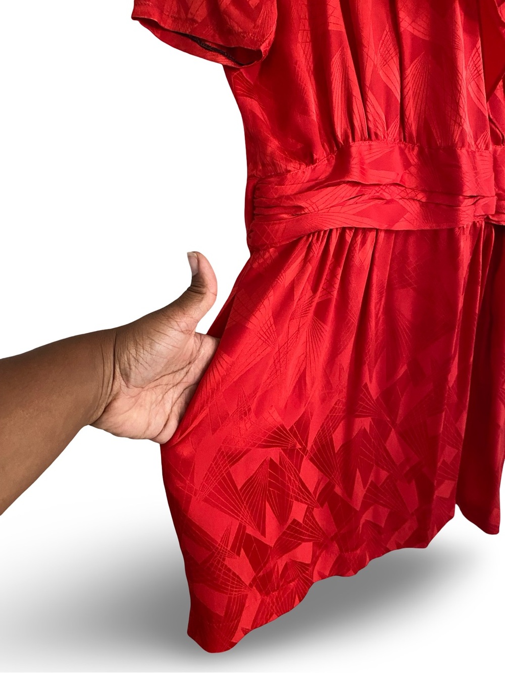 Vintage Red Ruffle-Front Dress - Picture 3 of 9